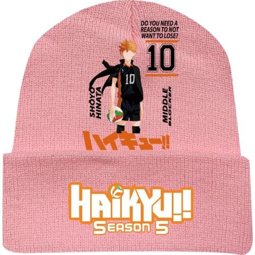 Cartoon Haikyuu!! Shoyo Hinata Kageyama Knitted Masked Hat Brimless Pullover Cap Headgear Helmet
