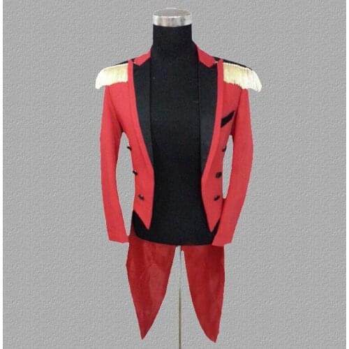Blazer men Tuxedo suits designs jacket mens stage costumes for singers clothes dance star style dress punk rock masculino red