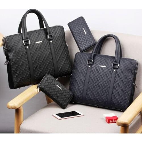 Mens Fashion Business Briefcase Casual Shoulder Bag Double Layers Laptop Bag Large Capacity Male Handbag Travel Bag
