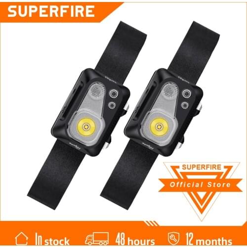 Supfire HL07-A 2Pcs Mini Portatil LED Headlamp Built in Motion Sensor, Waterproof Camping Headlight with Hook Design Use 3*AAA