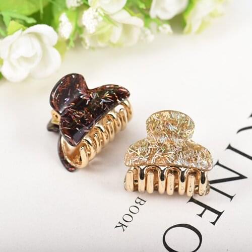 New Fashion Boutique Acrylic Starry Sky Medium Small Color Shiny Crab Clip for Women Girls Hair Accessories Headwear