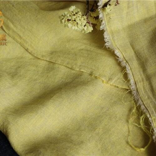 Yellow Yarn-dyed High Quality Natural 100% Pure Linen Fabric For Sewing Cloth Dresses Robe Summer Thin DIY Handmade Designer