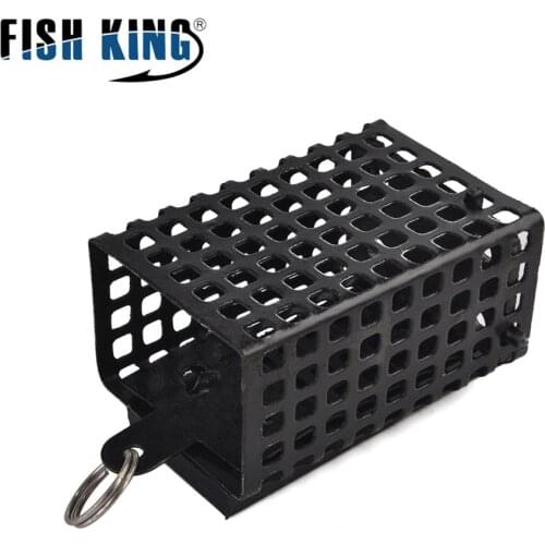 FISH KING 1pc Feeder Square Metal Bait 30g-100g Cage Container Bait Basket Feeder Holder Wire Carp Fishing Sinker for Button