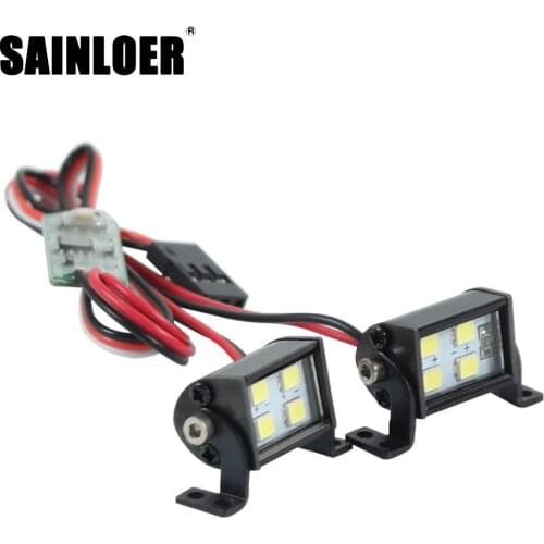 SAINLOER 4 LED Light Highlight Spotlight Double-row RC Car Hood Bumper LED White Light for SCX10 D90 90048 1/10 RC Car