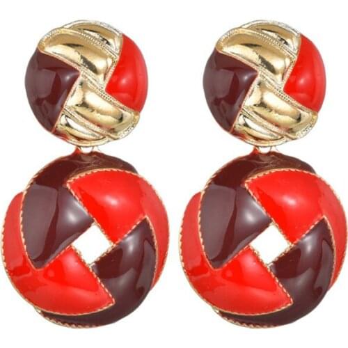 WWLB Red Color Earrings For Women Trendy 2019 Fashion Jewelry Wedding Party Enamel Earrings Hanging Bohemian Big Earring Gift