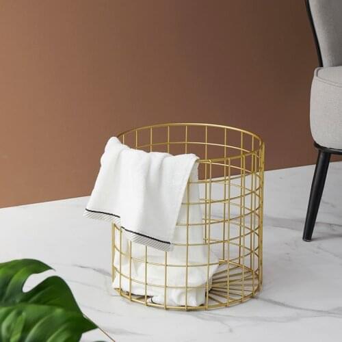 Light luxury iron golden dirty clothes basket wind dirty clothes storage basket simple clothes basket Nordic Bathroom