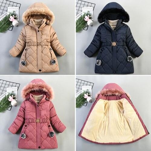 Winter Girls Jacket 4 5 6 7 8 Years Old Keep Warm Hooded Fashion Windproof Outerwear Cold Protection Christmas Coat Kids Clothes