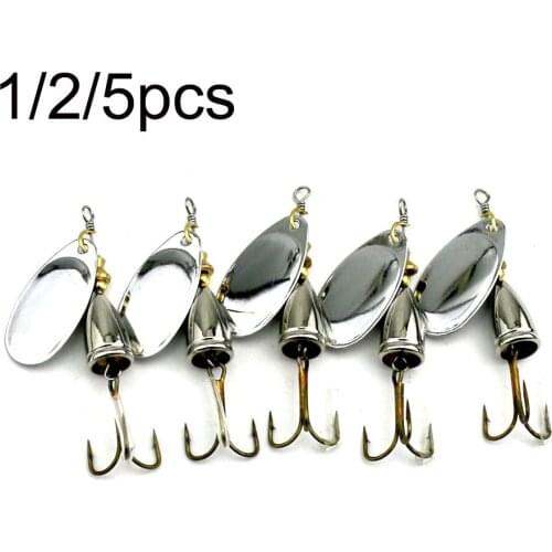 1/2/5pc Portable spinner Baits trolling Metal Sequins Durable Crank Bait Treble Hook Spoon Spinner Fishing Lure