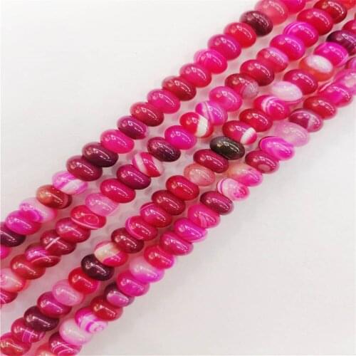1 Strand 5x8mm Rose Stripes Onyx Agate Abacus Loose Beads DIY Fashion Jeawelry Making Accessories Unisex 15.5"