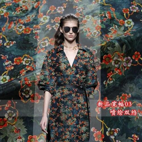 140cm fashion inkjet printing silk crepe de chine fabric 16mm floral shirt t-shirt cheongsam silk fabric wholesale silk cloth