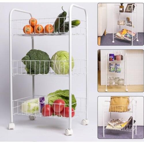 2/3/4 Layer Gap Kitchen Storage Rack 4 Wheels Save Place Storage Basket Movable Shelf for Kitchen Bathroom Organizer
