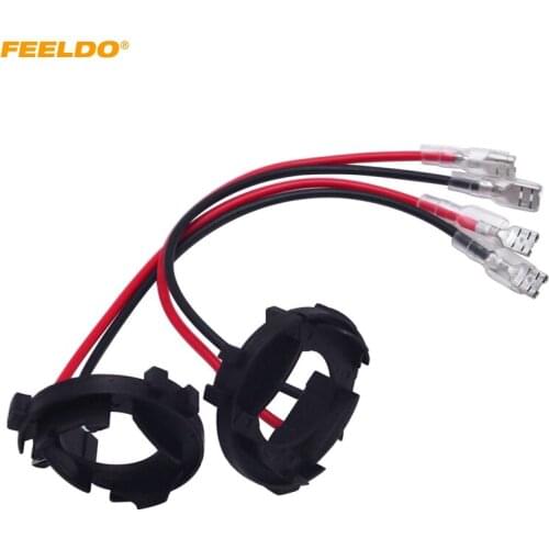 FEELDO 2Pcs Car H7 LED Bulb Clip Retainer Holder Socket Base For Volkswagen Golf MK7 Halogen Upgrade To LED Adapter #MX5546