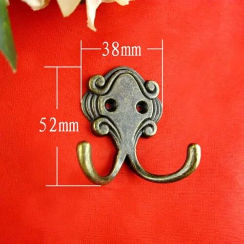 2PCS/Lot Antique Wall Mounted Bath Towel Hook Vintage Clothes Robe Hanger Double Wall Hook for Coat, Hat, Bags, Bronze