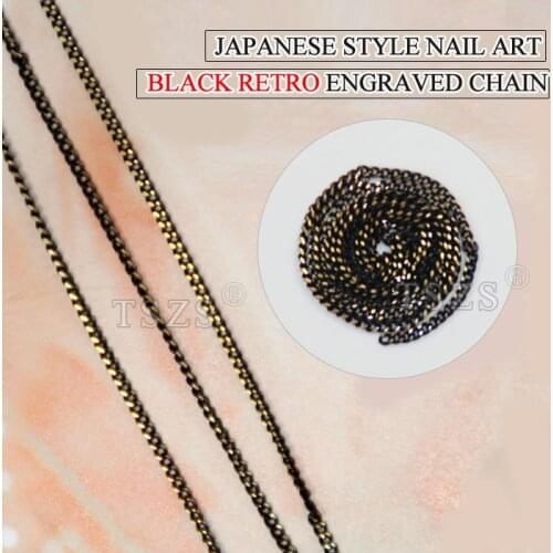 200cm/lot Nail Art Decoration Thin Black Retro Engraved Metallic Chain line