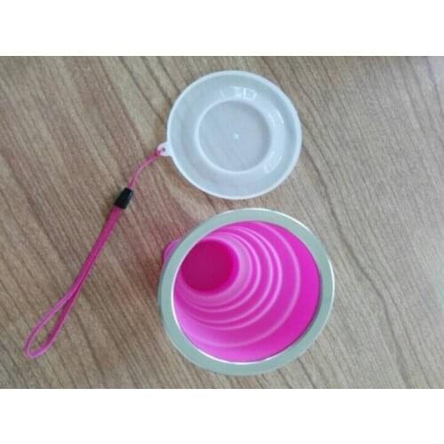 400pcs/lot Silicone Retractable Folding Tumblerful Telescopic Collapsible Folding Water cup With Rope for Outdoor