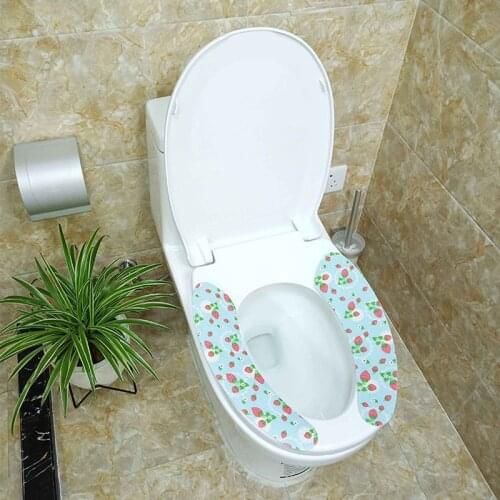 6 Pair/Set Cartoon Printed Sticky Toilet Mat Washable Toilet Seat Covers Universal Closestool Lid Seat Case Thick Toilet Pads