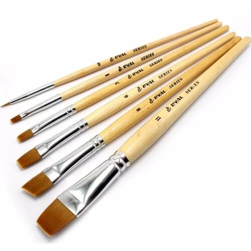 Eval Free Shipping 6pcs Nylon Watercolor Paint Brushes Body Painting Brush Set Oil Paint Brush Professional Art Supplies