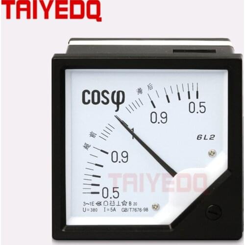 AC 6L2 analog COS power factor meter 5A 6L2-COS Panel meter AC100V/220V/380V Electric Power Factor Meters