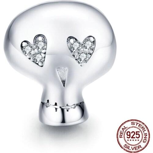 Auffik Halloween skull zircon beads fit original Pandora bracelet charm 925 sterling silver luxury jewelry DIY gift