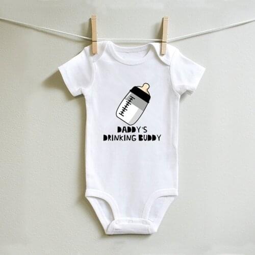 Cute Daddys Drink Buddy Newborn Boy Girl Bodysuit White Cotton Daddys Girl Clothes Infant New Born Baby Clothes 0-18M