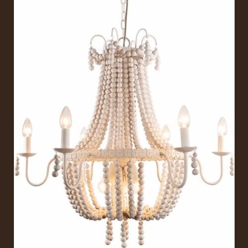 Large/Vintage/retro/antique/white chandelier wood/beaded chandelier lighting bedroom/living room/kitchen wooden hanging light