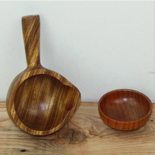 Wooden Sauce Dish Creamer Jugs with Handle Mini Sauce Pitcher Milk Creamer Coffee Syrup Jar Server