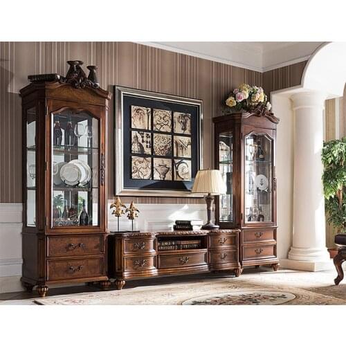 Wooden glass classic dining sideboard cabinet of dinner side cabinet Обеденный боковой шкаф GH77