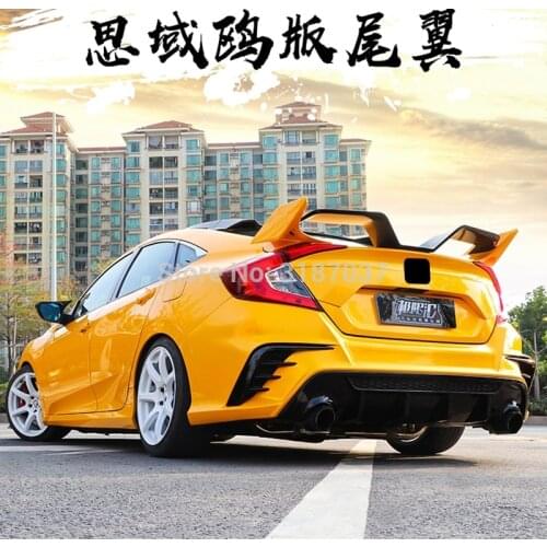 For Honda Civic Spoiler 2016+ yofer Style CarDecoration ABS Plastic Rear Roof Spoiler Wing Trunk Lip Boot Cover Car Styling