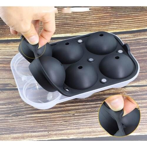 Whisky Bar Ice Hockey Mold New 6 with Cover Ice Lattice Mold Plastic Bottom Silica Gel Ice Hockey Mold Round