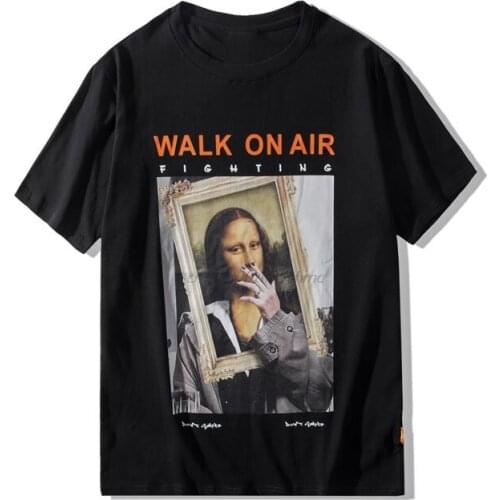 GONTHWID Smoking Mona Lisa T Shirts Men Women Funny Hip Hop Casual Printed Short Sleeve Tshirts Fashion Male Streetwear