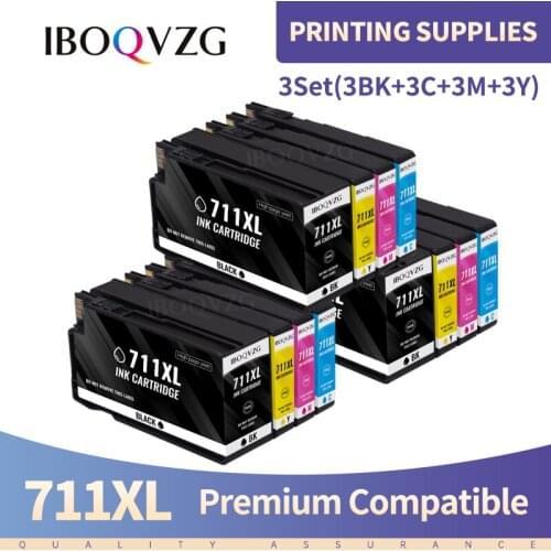 IBOQVZG 3 set Compatible for HP711 711 for HP 711XL Ink Cartridge for HP DesigJet T120 T520 T120 24/ T120 610/ T520 24/ T520