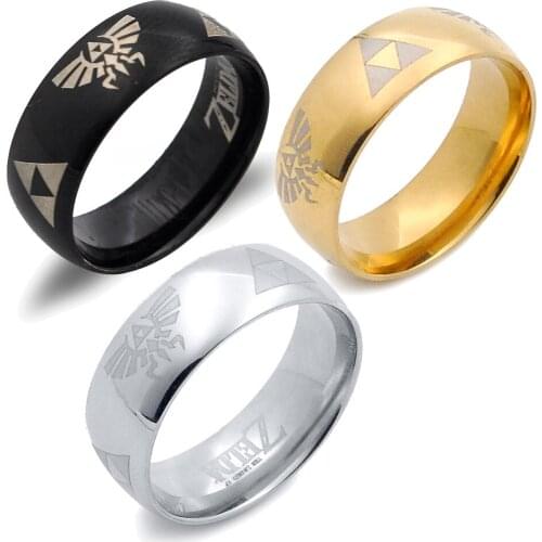The-Legend-of-Zeldas Triforce Triangle Sign Band Rings for Men Women Stainless Steel Finger Ring Party Cosplay Jewelry Gifts
