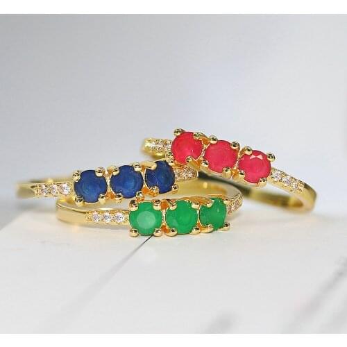 Rings For Women Unique Sweet Multicolor Candy Stone Light Gold Color Wedding Finger Ring Gift Fashion Jewelry R876