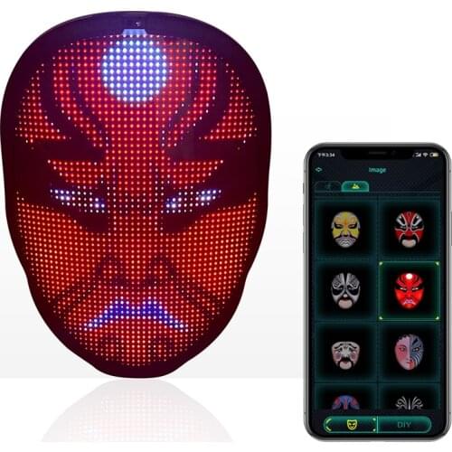 Hot Selling APP Controlled Programmable Halloween LED Mask For Adults