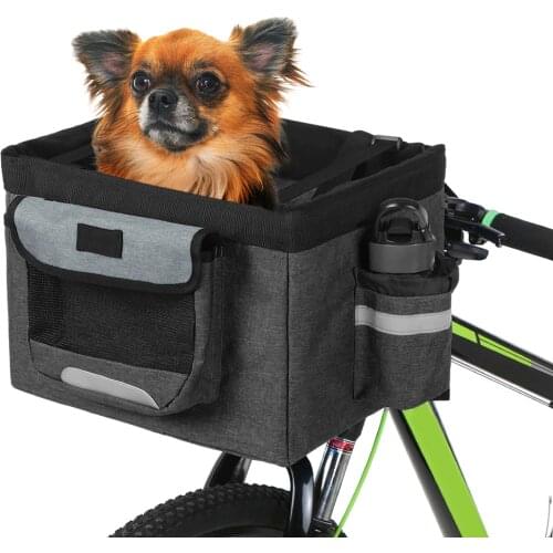 Lixada 18L Foldable Bicycle Front Basket for Pet 10kg Load Removable Bike Pet Basket Pet Dog Cat Pet Carrier Camping Tote Bag