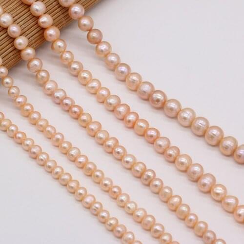 Natural Freshwater Pearl 5-10mm Round shape AA Grade Pink Bead for Jewelry Making DIY Necklace Bracelet Accessory 36CM