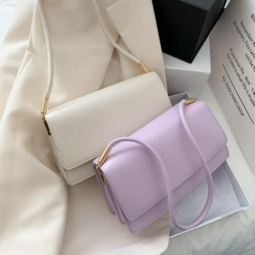 New Style PU Leather Flap Underarm Shoulder Bag Womens Plain Color Double Small Square Bag Portable Handbag Crossbody Bag