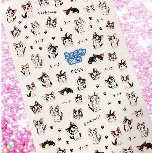 Newest cartoons design 3D nail art sticker decal stamping back gule DIY nail decoration tips MG201