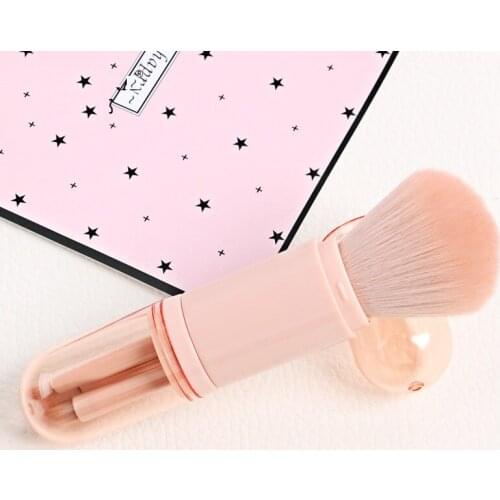 New 4 in 1 Travel Portable Multifunctional Powder Eye Shadow Brush Extension-type Retractable Beauty Face Cosmetics Tools TLSM
