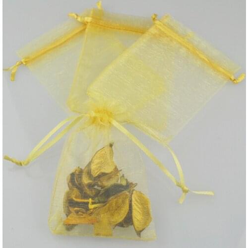 Wholesale 100pcs 13x18cm Organza gift bags Gold color Drawable Organza Bags Wedding Christmas Gift Bags free shipping