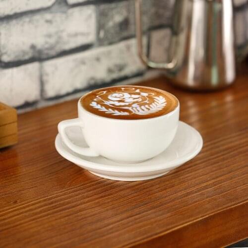 320ml Professional Latte Art Cup and Saucer for WLAC Championship Hiroshi Cup Custom Logo Porcelain White Cups & Saucers