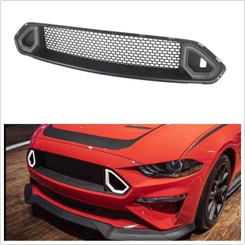 RTR Style Bar Upper Grill Front Bumper Grille With LED Lights Auto Car Blackened Accessories For Ford Mustang 2018 2019 2020