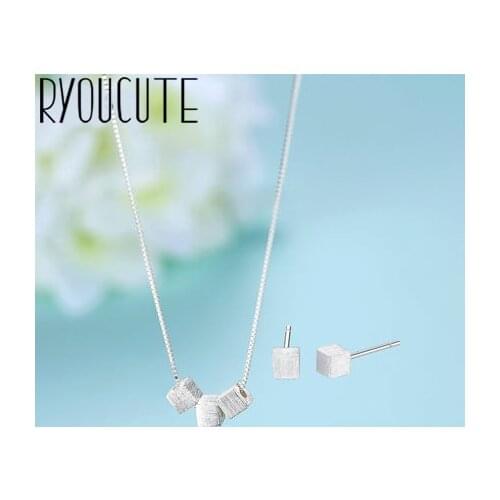 RYOUCUTE Fashion Wedding Bridal Jewelry Sets Silver Color Cube Box Long Choker Necklaces Earring For Women Dubai Bijoux