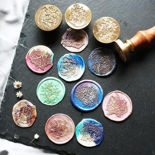 Cartoon Pattern Fire Lacquer Seal Round Copper Seal Envelope Greeting Card Sealing Wax Seal Stamp Accessories Diameter 3cm