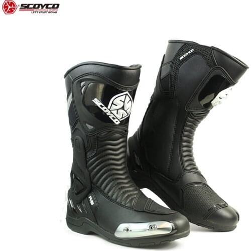 SCOYCO MR001 Motorcycle Riding Boots High Ankle Anti-skip Shockproof Racing Speed Boot Metal Slide ATV/MTB/MX Safety Motor Shoes