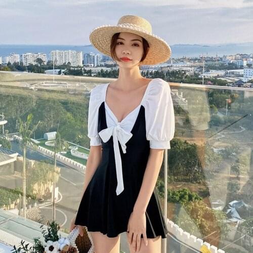 Sexy One Piece Swim Wear Vogue Womens Swimsuits Dress Korean Swimwear Female Swimming Suit Closed For Teens Retro Mayo Fairy