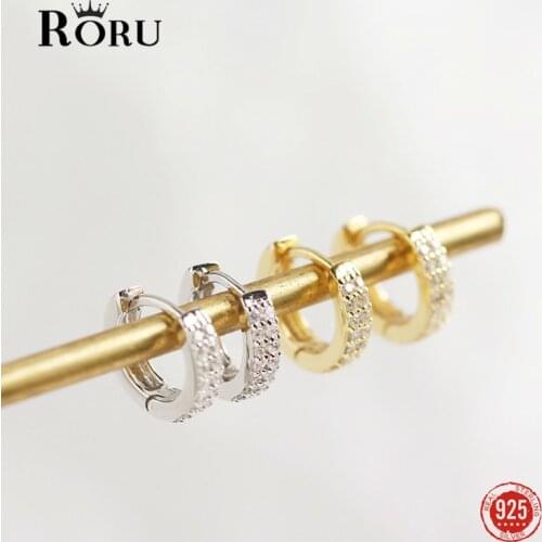 925 Sterling Silver Hoop Earrings Lab Diamond Sparkly Trendy Korean Small Earrings for Women Crystal Zircon Jewelry