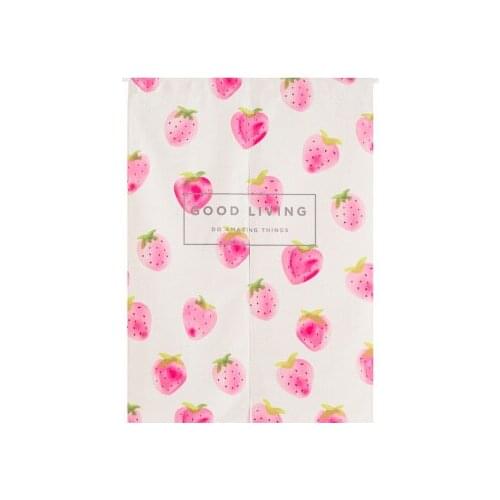 Children room divider kitchen door curtains fruit strawberry window treatments rod pocket printed Japanese curtain decoration