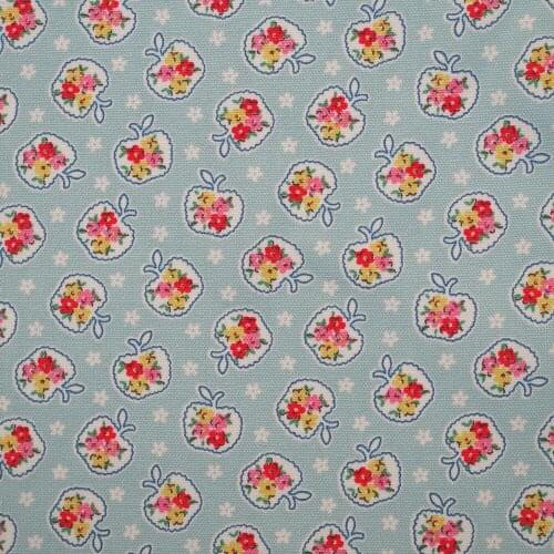 1 yard Cotton Canva Fabric for sewing, pathwork, bag, curtain, hadmaking- apple and flower (width=140cm,0.51mm,370g)