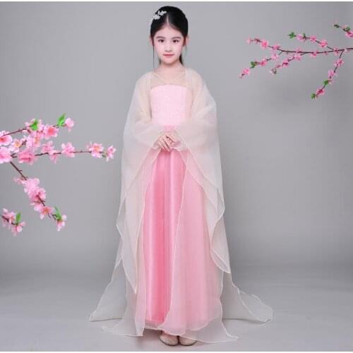 Traditional Chinese Dance Costumes Girls Fairy Ancient Princess Classical Hanfu Chinese Folk Dance Stage Performance Clothing